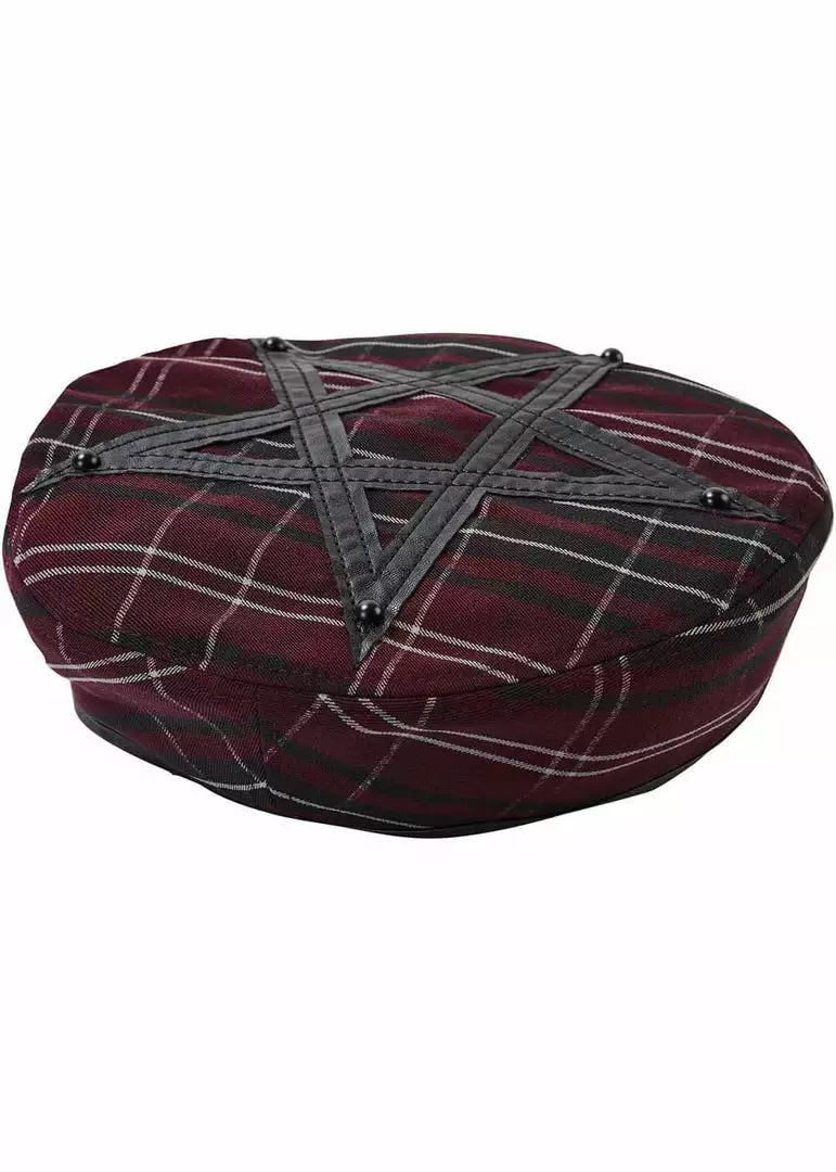 New In Killstar Dark Fate Beret Tartan Red 3 New In Killstar Dark Fate Beret Tartan Red
