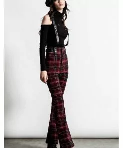Killstar Prophet Of Doom Trousers With Suspenders Tartan Red New In 9 Killstar Prophet Of Doom Trousers With Suspenders Tartan Red New In