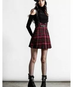 Killstar Shadows Suspender Skirt Tartan Red 9 Killstar Shadows Suspender Skirt Tartan Red