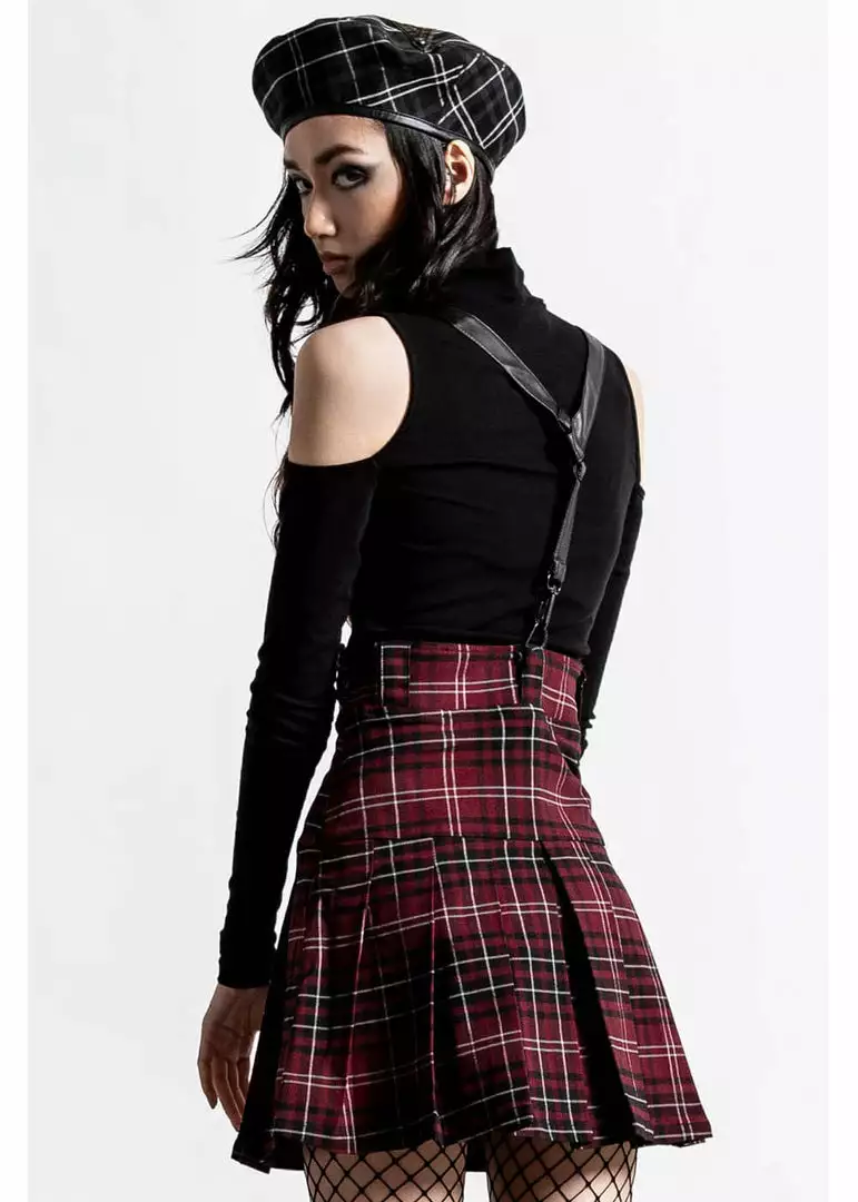 Killstar Shadows Suspender Skirt Tartan Red 4 Killstar Shadows Suspender Skirt Tartan Red