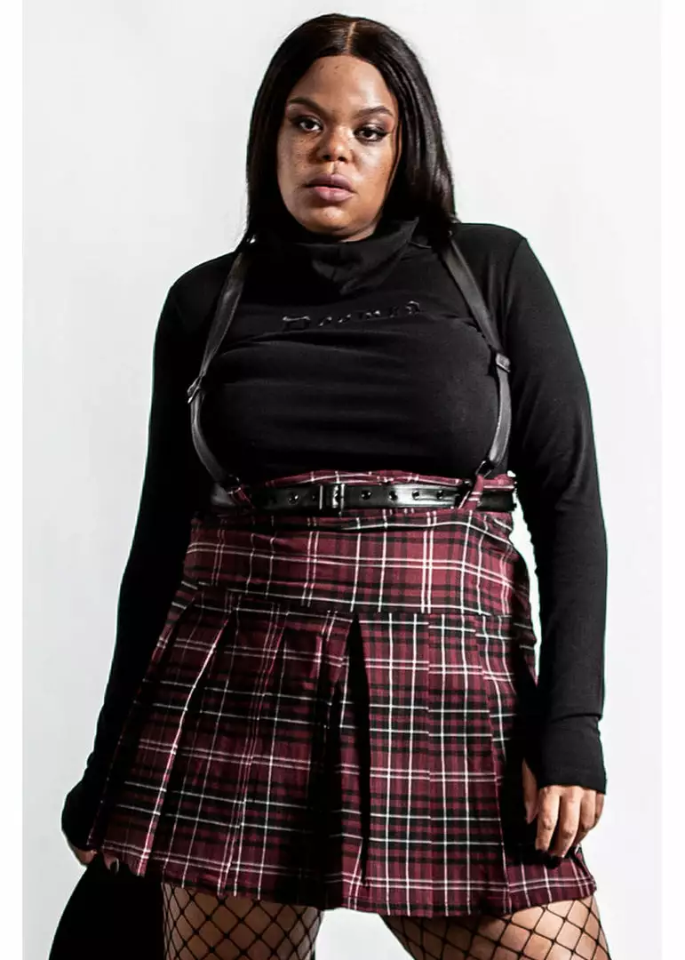 Killstar Shadows Suspender Skirt Tartan Red 5 Killstar Shadows Suspender Skirt Tartan Red