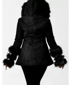 Killstar Flies By Night Bat Faux-Fur Coat Black