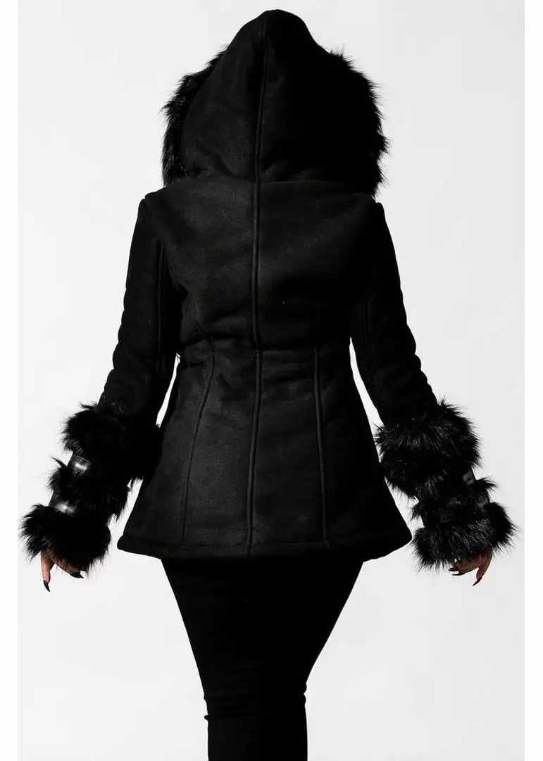 Killstar Flies By Night Bat Faux-Fur Coat Black 4 Killstar Flies By Night Bat Faux-Fur Coat Black