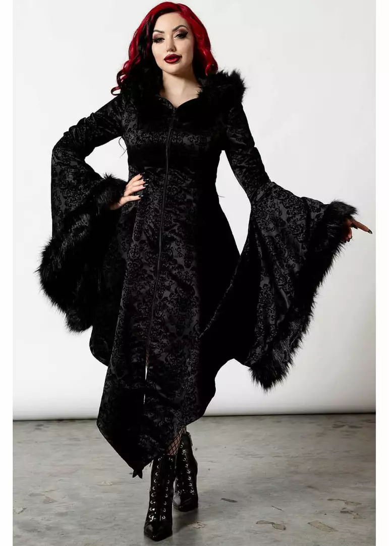 Killstar Moonspell Brocade Coat With Hood Black New In 3 Killstar Moonspell Brocade Coat With Hood Black New In