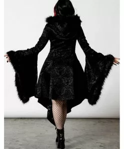 Killstar Moonspell Brocade Coat With Hood Black New In