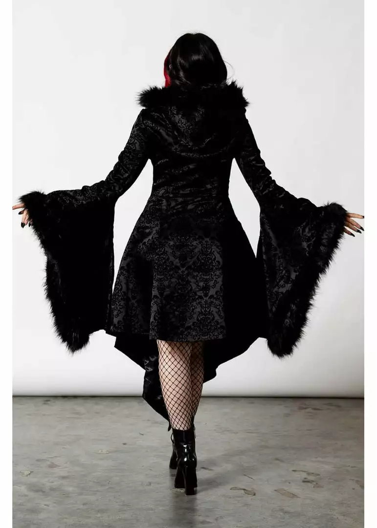 Killstar Moonspell Brocade Coat With Hood Black New In 4 Killstar Moonspell Brocade Coat With Hood Black New In