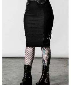 Killstar Bayonet Pencil Skirt Black