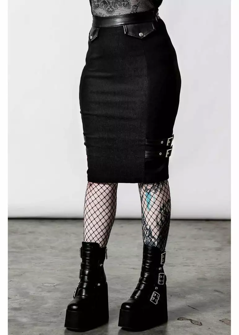 Killstar Bayonet Pencil Skirt Black 3 Killstar Bayonet Pencil Skirt Black