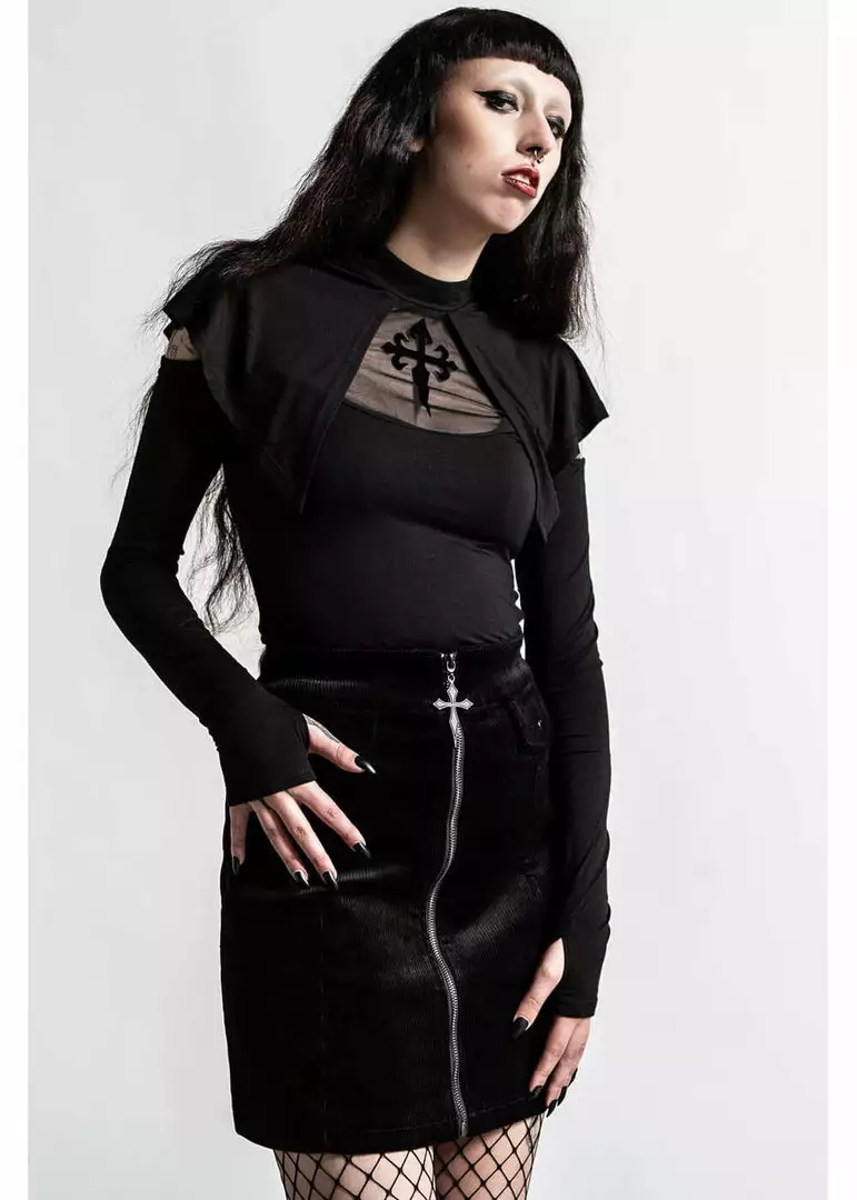 Killstar Aysling Cross Cape Top Schwarz New In 5 Killstar Aysling Cross Cape Top Schwarz New In