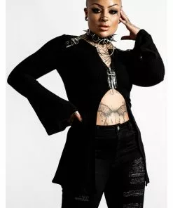 New In Killstar Scorpia Velvet 70's Top Black