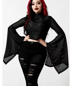 Killstar Phases Moon Striped Top Black 7 Killstar Phases Moon Striped Top Black