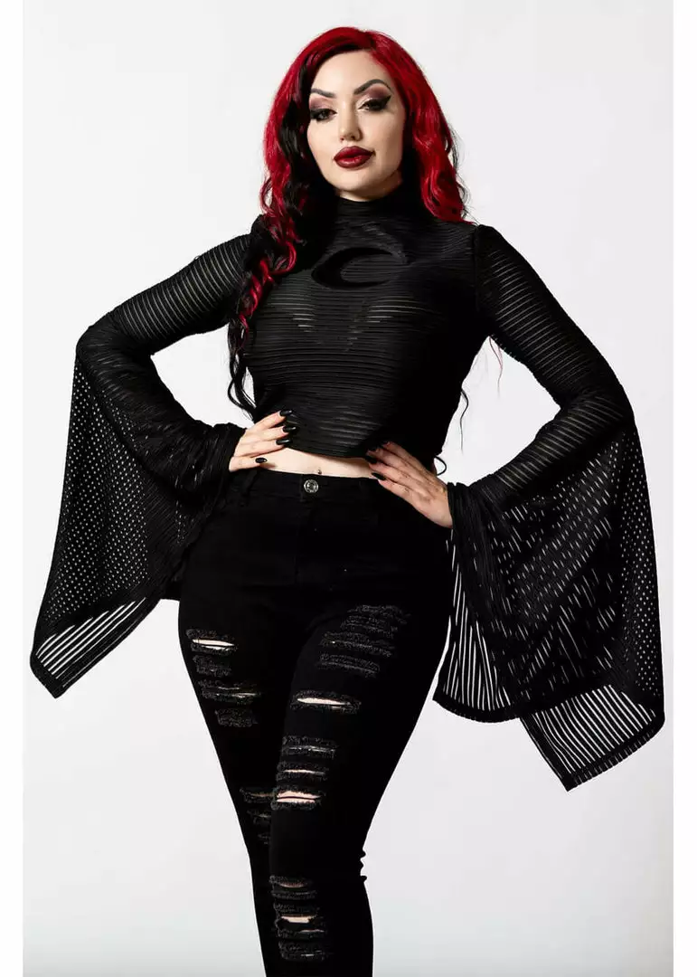 Killstar Phases Moon Striped Top Black 4 Killstar Phases Moon Striped Top Black