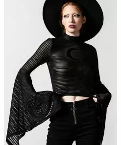 Killstar Phases Moon Striped Top Black