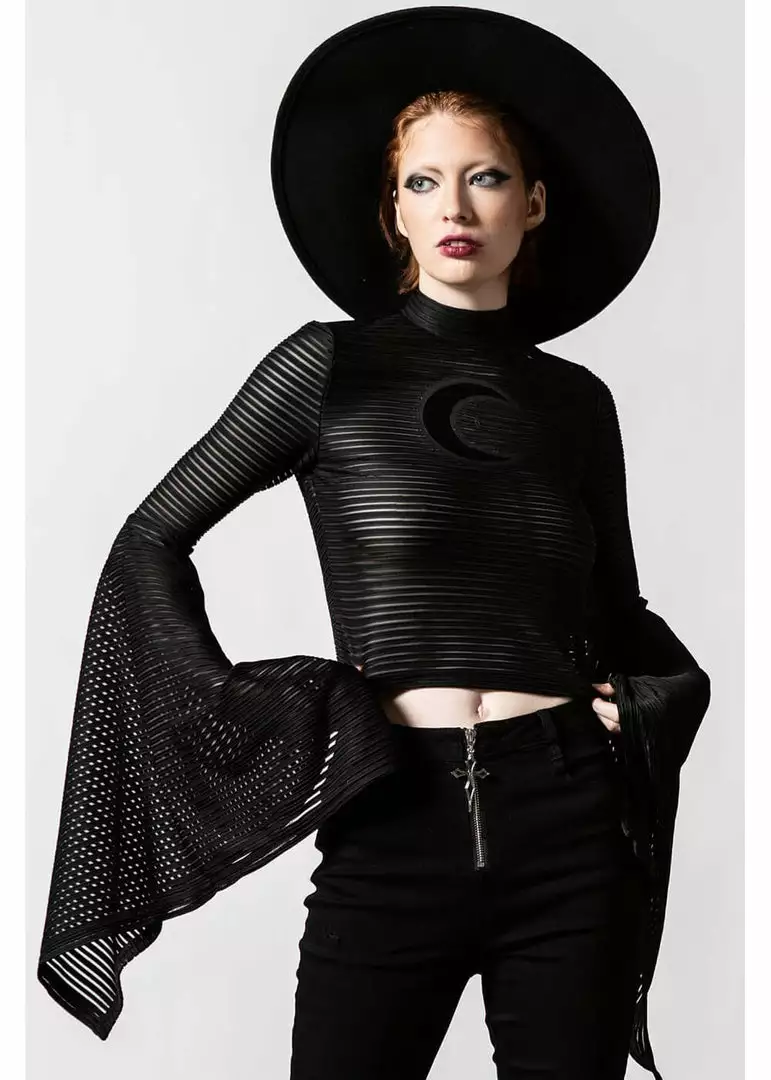 Killstar Phases Moon Striped Top Black 3 Killstar Phases Moon Striped Top Black