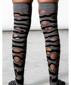 Killstar Wretched Soul Distress Socks Black Grey New In 7 Killstar Wretched Soul Distress Socks Black Grey New In