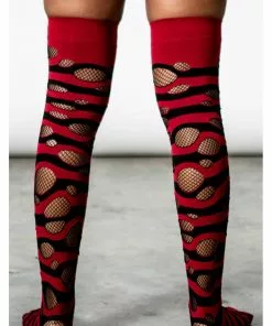 Killstar Wretched Soul Distress Socks Black Red