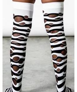 New In Killstar Wretched Soul Distress Socks Black White 7 New In Killstar Wretched Soul Distress Socks Black White