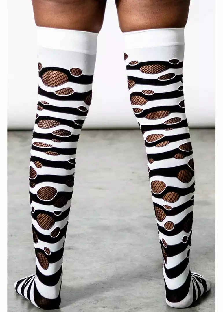 New In Killstar Wretched Soul Distress Socks Black White 5 New In Killstar Wretched Soul Distress Socks Black White