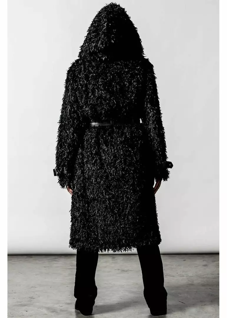 Killstar Epic Faux-Fur Cardigan Coat Black 4 Killstar Epic Faux-Fur Cardigan Coat Black