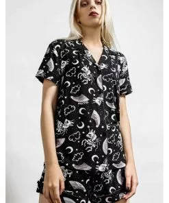 Killstar Moonbow Unicorn Pyjama Set Black New In