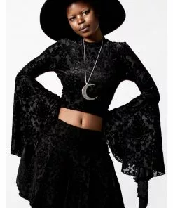 New In Killstar Incarnate Lace-Up Top Black