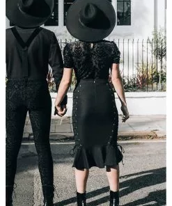 Killstar Beelzebabe Corset Pencil Skirt Black