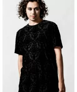 New In Killstar Poe Velvet T-Shirt Black
