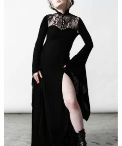 Killstar Dawn Velvet Maxi Dress Black New In