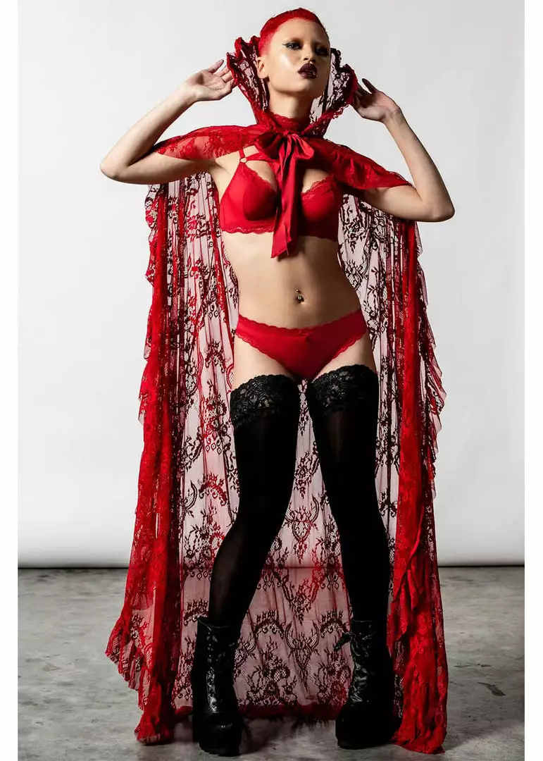 Killstar Vampyren Lace Cape Scarlet Red New In 3 Killstar Vampyren Lace Cape Scarlet Red New In