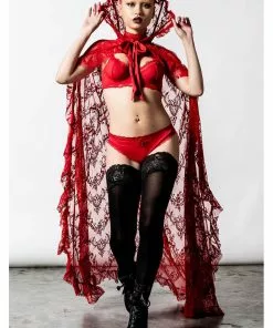 Killstar Vampyren Lace Cape Scarlet Red New In 10 Killstar Vampyren Lace Cape Scarlet Red New In
