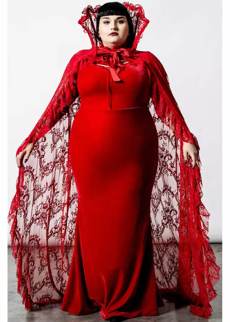 Killstar Vampyren Lace Cape Scarlet Red New In 4 Killstar Vampyren Lace Cape Scarlet Red New In