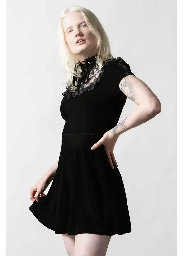 Killstar Evernight Velvet 60's Dress Black 3 Killstar Evernight Velvet 60's Dress Black