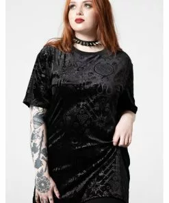 Killstar Gorgon Velvet T-Shirt Black