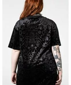 Killstar Gorgon Velvet T-Shirt Black