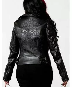 New In Killstar Starchild Snake Vegan Leather Biker Jacket Black