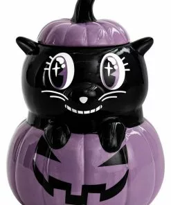 New In Killstar Meowloween Cat Ceramic Pot Black