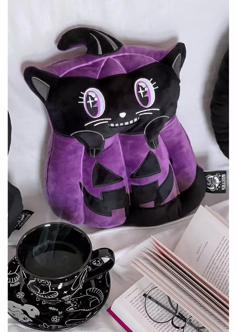 Killstar Meowloween Pumpkin Cat Cushion Black New In 3 Killstar Meowloween Pumpkin Cat Cushion Black New In