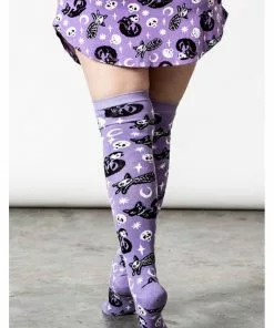 Killstar Purr Off Cat Kneesocks Purple 7 Killstar Purr Off Cat Kneesocks Purple