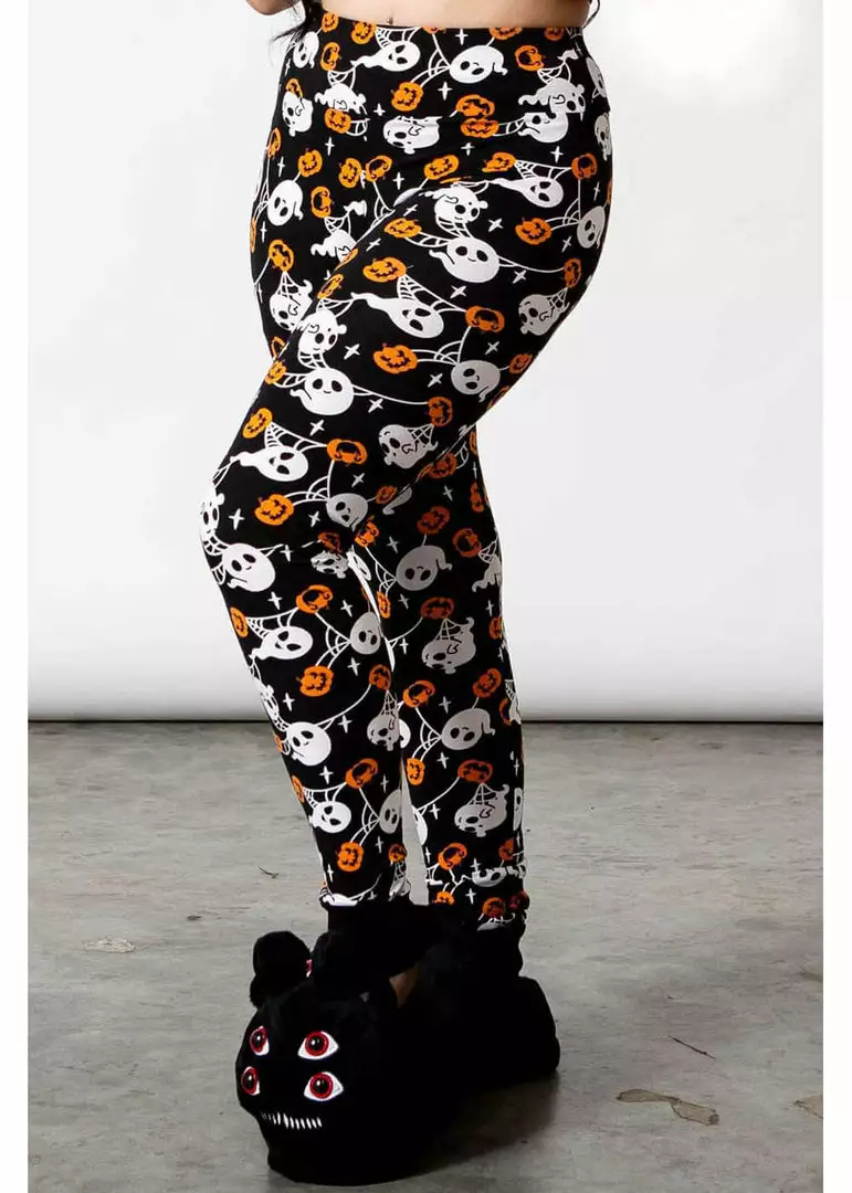 Killstar Haunted Pumpkin Lounge Leggings Black New In 3 Killstar Haunted Pumpkin Lounge Leggings Black New In