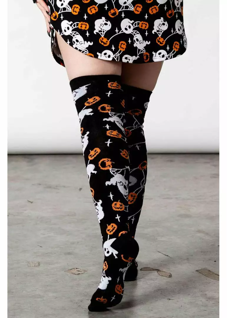 New In Killstar Haunted Pumpkin Kneesocks Black 4 New In Killstar Haunted Pumpkin Kneesocks Black