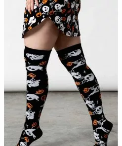 New In Killstar Haunted Pumpkin Kneesocks Black