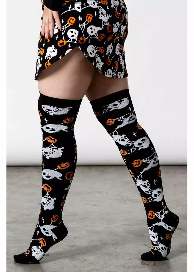 New In Killstar Haunted Pumpkin Kneesocks Black 3 New In Killstar Haunted Pumpkin Kneesocks Black