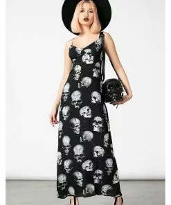 Killstar Heads Rollin' Skulls Maxi Dress Black