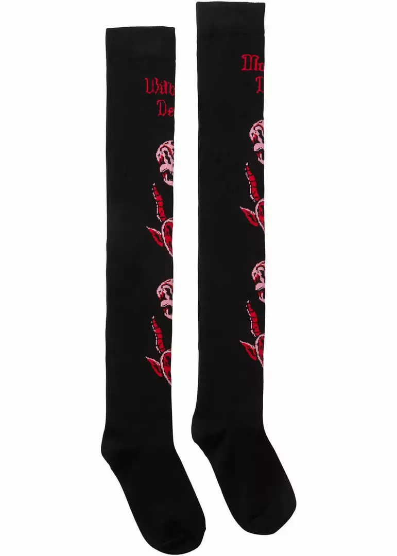 Killstar Pact Devil Long Socks Black New In 4 Killstar Pact Devil Long Socks Black New In