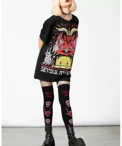 Killstar Pact Devil Long Socks Black New In 8 Killstar Pact Devil Long Socks Black New In