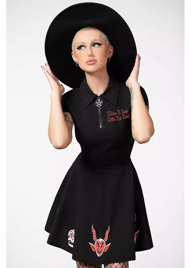 New In Killstar Devil's Contract Collar Dress Black 3 New In Killstar Devil's Contract Collar Dress Black