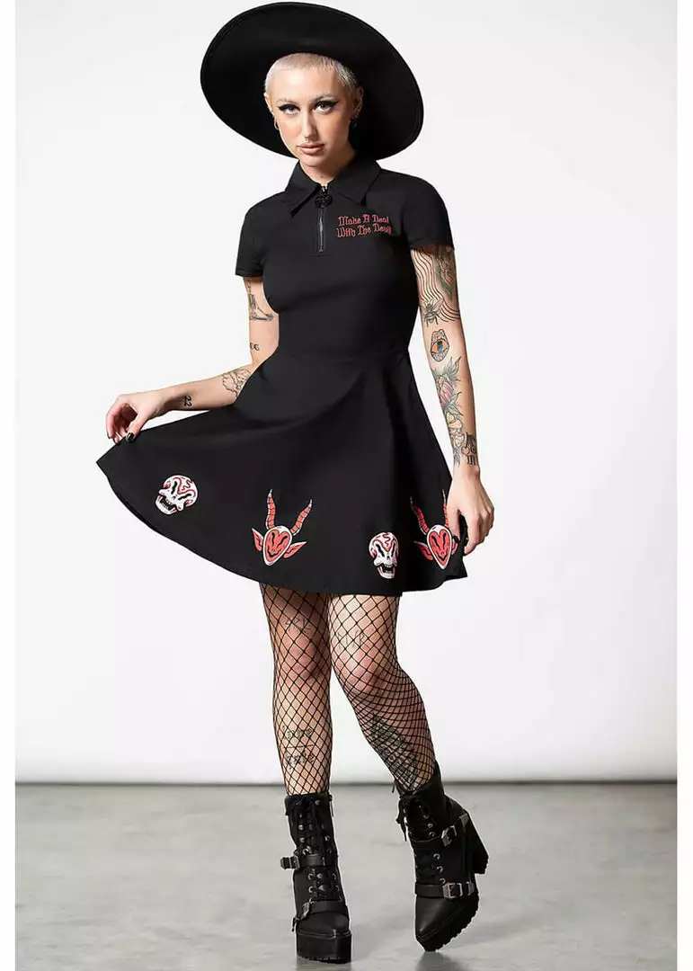 New In Killstar Devil's Contract Collar Dress Black 4 New In Killstar Devil's Contract Collar Dress Black