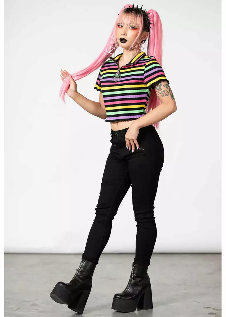 Killstar Rainbow Child 70's Crop Top Multicolour New In 5 Killstar Rainbow Child 70's Crop Top Multicolour New In