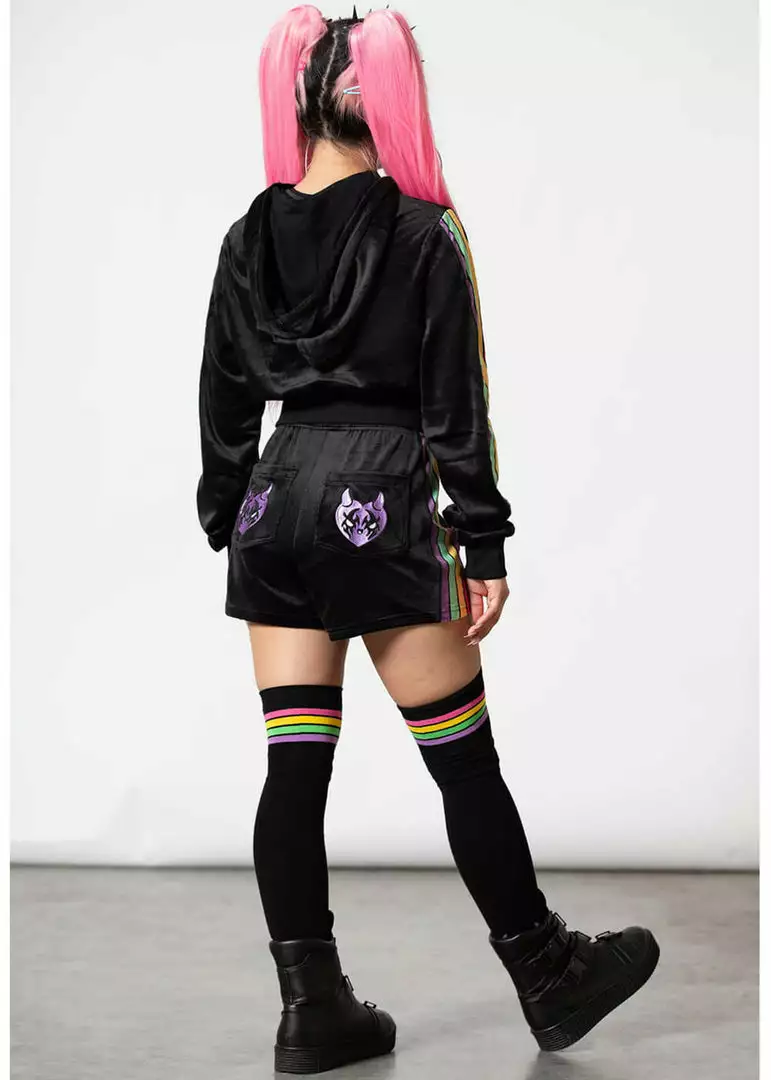 Killstar Coven Chill Rainbow Velour Hoodie Black 6 Killstar Coven Chill Rainbow Velour Hoodie Black