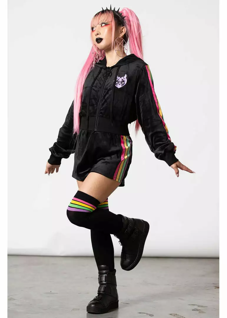 Killstar Coven Chill Rainbow Velour Hoodie Black 5 Killstar Coven Chill Rainbow Velour Hoodie Black